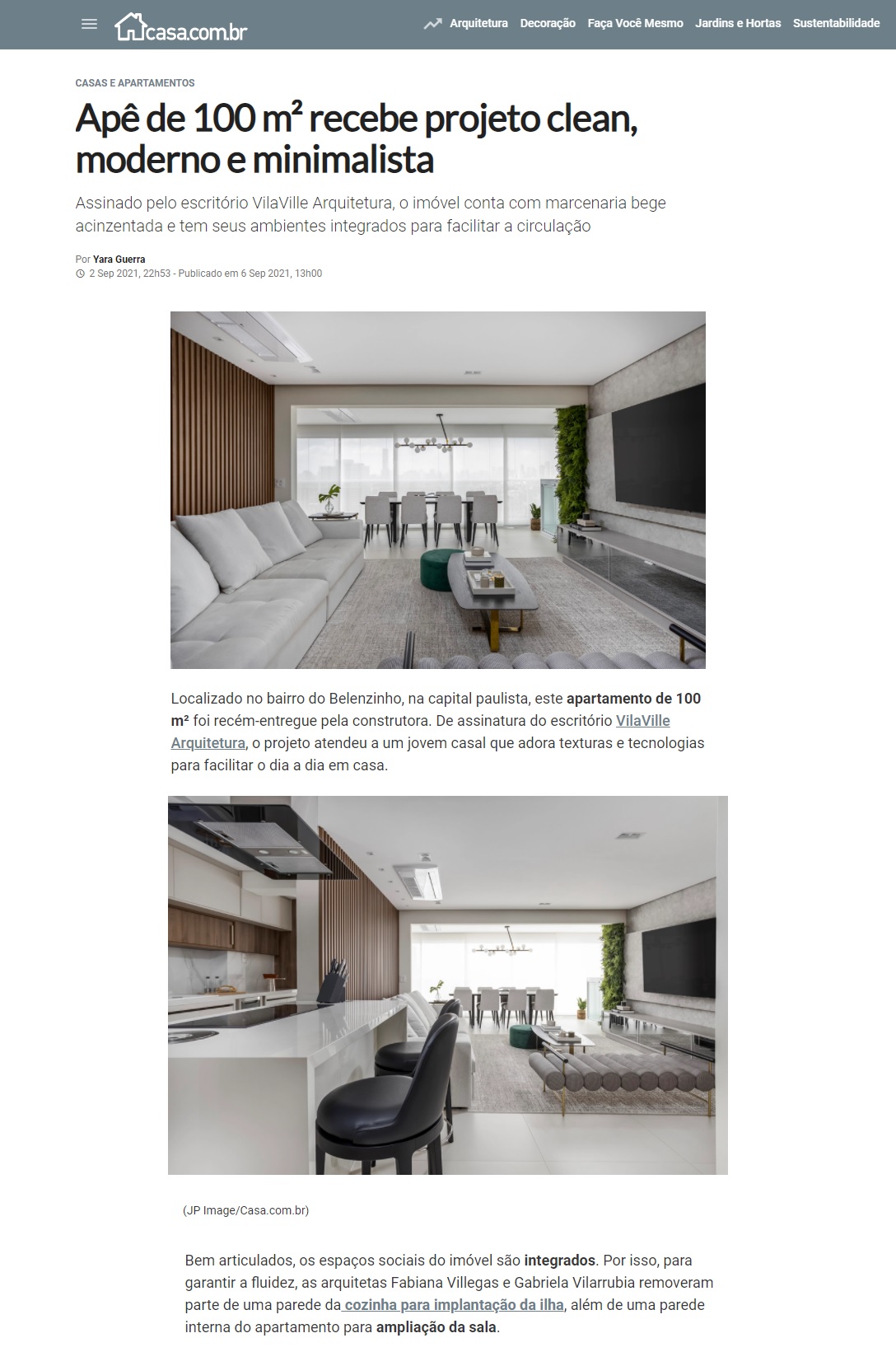 Casa.com.br - Apê de 100 m² recebe projeto clean, moderno e minimalista
